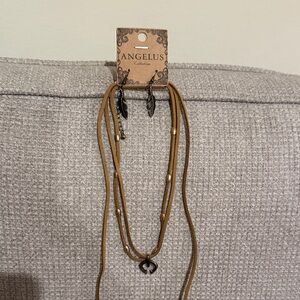 Angelus brass and leather Necklace